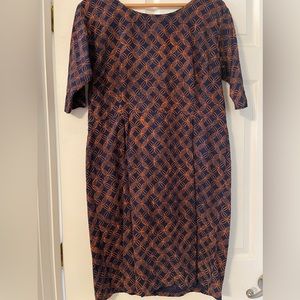 Mata Trader fair trade navy geometric shift dress XL